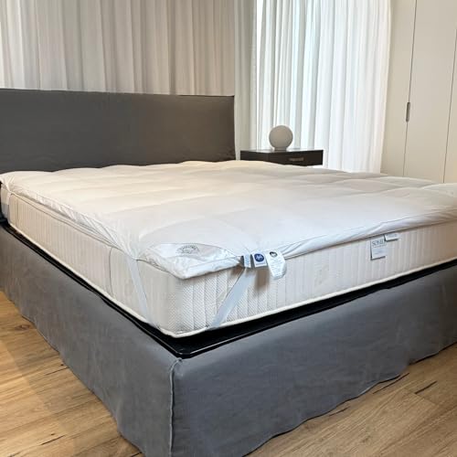 Lisola by Daunex Topper aus Gänsedaunen, extra großes Doppel-Topper, 170 x 190 cm, mit Daunendecke und Federn, flauschig, mit elastischen Ecken, Dicke 4 cm, für einen angenehmen und regenerierenden