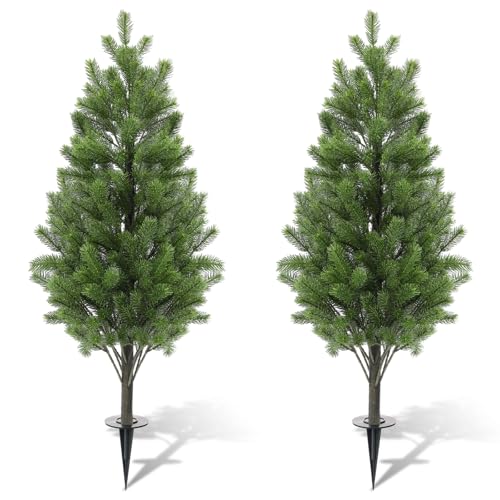 Yunlly 2 Pcs 4ft Outdoor Christmas Trees Real Touch Pine