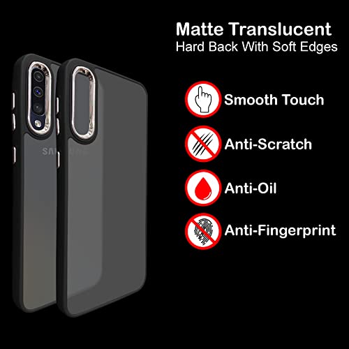 Image of A rtistque Frosted Translucent Back Cover Case for Samsung Galaxy A70 | Electroplated Chrome Ring | Raised Camera Edges for Protection | Smooth Sides TPU - Black