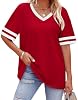 Camisetas de Mujer WIHOLL de Corte Holgado, Manga Corta, Escote en V, con Bloques de Color, Moda 2026, Tallas S-4XL 2