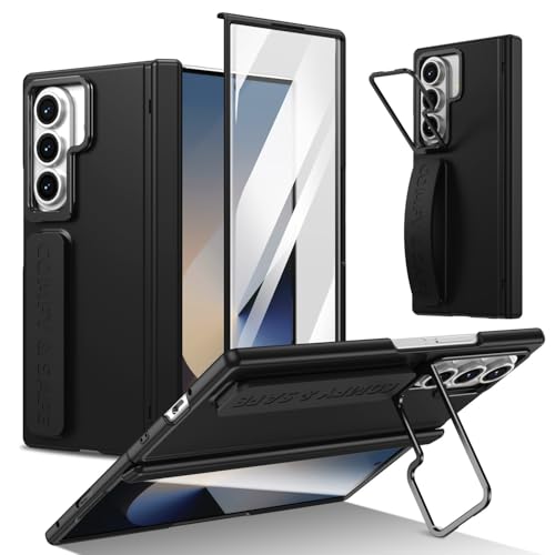 Coque Z Fold 5 rigide noire a rabat avec bague de protection optique