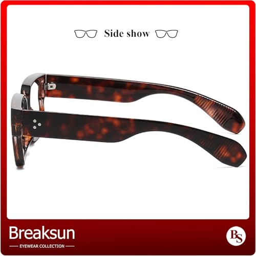 Image of Breaksun Rectangle Glasses for Men Women Square Blue Light Glasses Thick Frame Black Eyeglasses