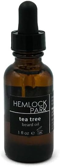 Hemlock Park Natural Beard Balm | Leave-in Conditioner with Shea Butter & Argan Oil (Tea Tree, 1 oz. Glass Bottle)