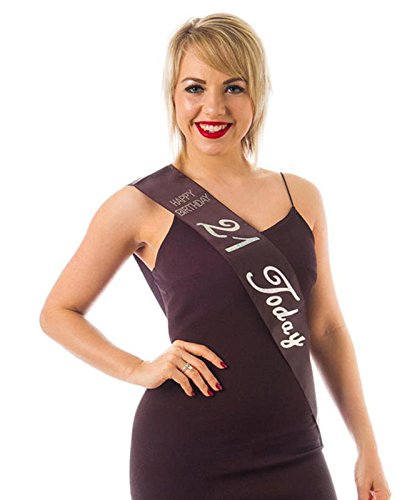 Alandra BirthdaysS-21-BS-BIRTH Black 21st Birthday Sash, Unisex-Adult, One Size