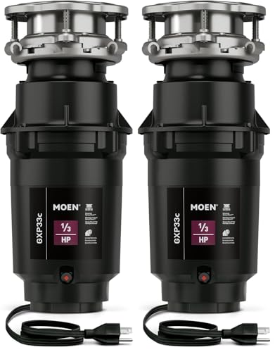 Image of Moen GXP33C Lite Series PRO 1 /3 HP Continuous Feed Garbage Disposal, Power Cord Included, Black (Pack of 2)