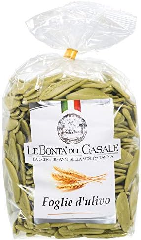 Premium Foglie d'Ulivo Artisanal Pasta - 500g (1.1 lb) | Imported From Italy, Olive Leaf Shape, Three Ingredients - The Finest Durum Semolina Wheat, Spinach, Water, by Le Bonta' Del Casale