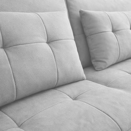 Image of Casaliving Treshta 3 Seater Pull-Out Premium Fabric Sofa Cum Bed Sofa Set for Living Room (Grey Fabric Color) Premium Fabric Sofa Set for Living Room Sofa Cum Bed