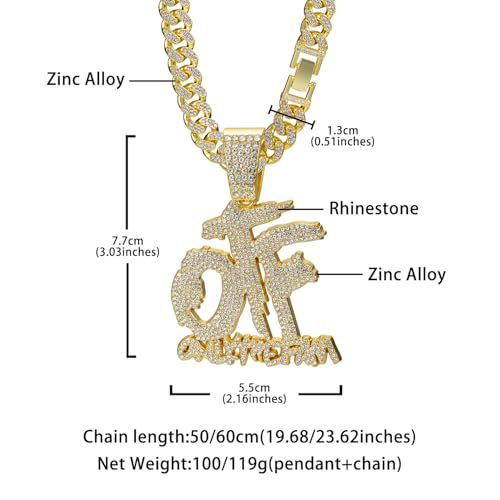 Hip hop necklace alloy all diamond OTF letter pendant necklace Hip hop men's and women's Cuban necklace2