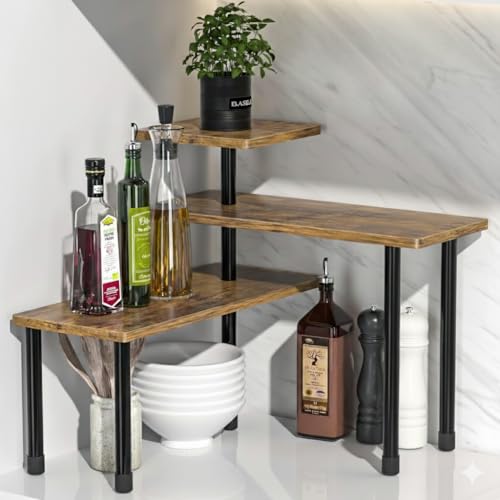 Image of Rellon Industries 3 Tier Spice Rack for Kitchen Counter Top Organizer Shelf Storage Rack,Container Rack, Space Saving,Bathroom Shelves (A2)