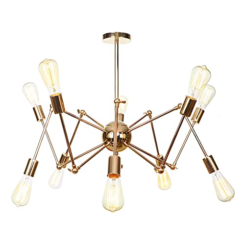 Lustre à bras oscillant réglable 16 lumières avec ampoules incluses pour grand salon
