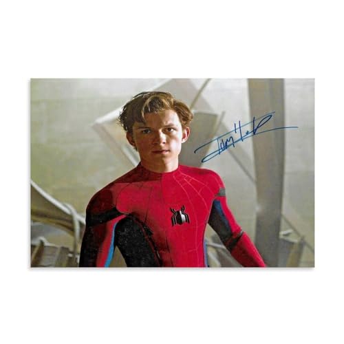 TNERPAR TOM HOLLAND Póster de Arte Firmado a Mano Pintura Decorativa Lienzo Arte de Pared Salón Póster Dormitorio Pintura, Arte de Pared Impresión de Imagen Moderna Decoración de Habitación Familiar