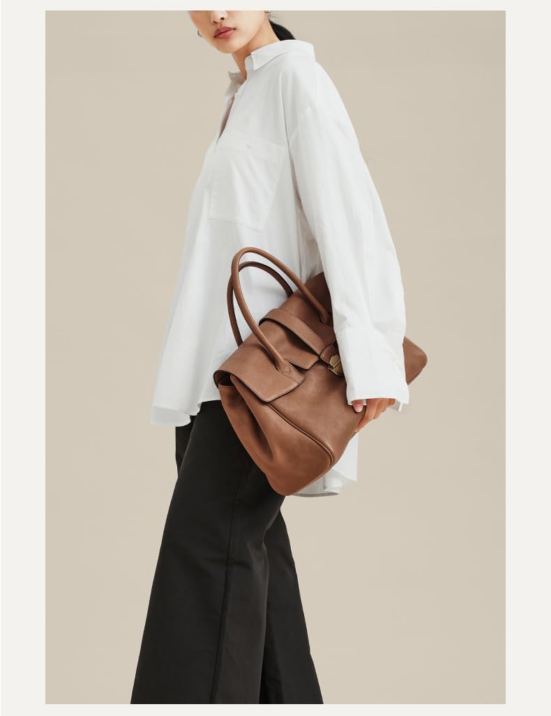 Damen-Handtasche aus echtem Leder, Umhängetasche für Damen, Tragegriff oben, Reisetasche, große Kapazität, Retro-Taschen