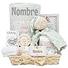 Mababyshop Menta – Cesta de Bebé Personalizada con Manta Burbujas Bordada, Dou Dou de Apego y Chupete Personalizado – Regalo Ideal para Recién Nacidos