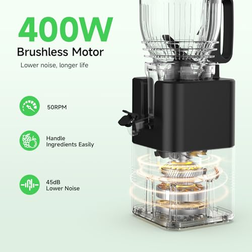 400W Cold Press Juicer, 5.8" Wide Feed Chute Slow Masticating Juicer Machines for Whole Fruits & Vegetables | High Juice Yield, Easy to Clean | Valentine's Day Gift Ideas for Women (Dark gray) - Image 6