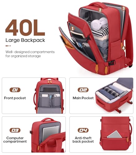 Image of UKEIN Luggage Sets 3 Piece, Carry On Luggage 20In With Spinner Wheels,PC Hardside Suitcase Set with TSA Lock,Durable Carry On Suitcase With Travel Backpack for Men (Red, 3 piece set (20inch))