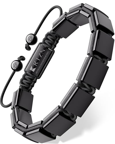 RTZN Black Obsidian Bracelet for Men Premium Artisan Handcrafted Authentic Mens Black Obsidian Jewelry - Adjustable 8mm Beaded Bracelet for Men