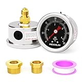 MEANLIN MEASURE 0~4Bar/0~60Psi Edelstahl 1/8" BSP 1.5" FACE DIAL, Manometer mit Glyzerinfüllung, flüssigkeitsgefüllt, rückseitige Montage (schwarz) mit 1/4" BSP und 3/8" BSP Sechskantbuchse