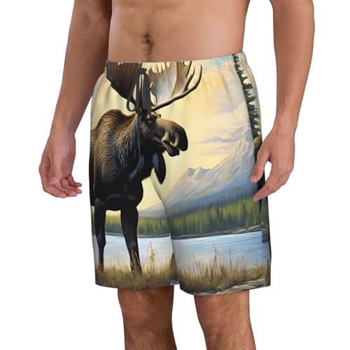 Moose Cute Deer Men's Quick Dry Beach Shorts Swim Trunks with Pockets Board Shorts2