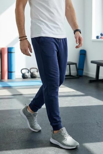 Image of KASHVI Men's Athletic Pants Running Workout Joggers Lightweight Gym Jogging Track Casual Trackpants with Pockets -AI IST TP220 M Navy Blue