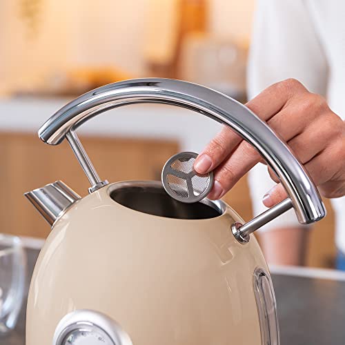 Cecotec Wasserkocher ThermoSense 420 Light Beige. Fassungsvermögen 1,8 Liter, 2200 W, Temperaturanzeige, 360º Basis, Edelstahl, Vintage-Stil, Beige 5