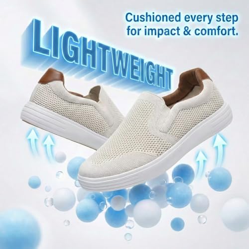 Image of konhill Mens Slip On Loafers Sneakers - Casual Knit Walking Shoes for Men, Lightweight Breathable Memory Foam Boat Shoes, Comfortable Slip-On Driving Loafers for Work Travel Beach