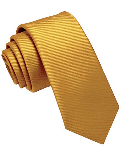 JEMYGINS Cravate Homme Slim Unie 6 Cm avec Pochette Assortie pour Mariage Business Jaune
