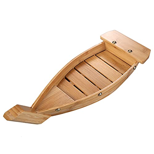 WINIAER Wooden Sushi Boat Serving Tray, 17.7 Inch Sashimi Serving Plate for Restaurant or Home, Natural Wooden Food Safe & Eco Friendly (45 x 17cm/17.7 x 6.7inch)