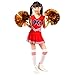 Produktbild G-Kids Kinder Mädchen Cheerleader Kostüm Cheerleading Uniform Karneval Fasching Party Kleid Halloween Kostüm mit 2 Pompoms Socken Rot 130