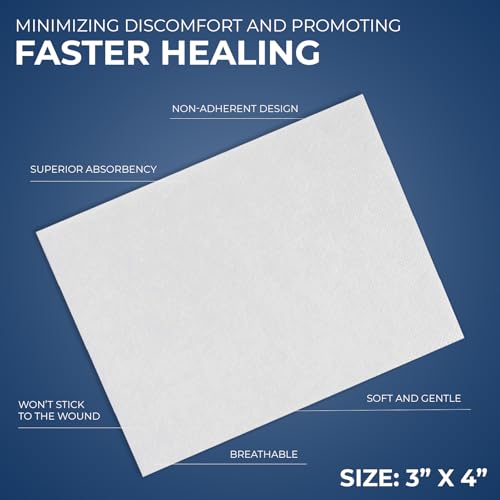 image for MED PRIDE Sterile Non Stick Pads for Wound Care and Wounds, Highly Abs