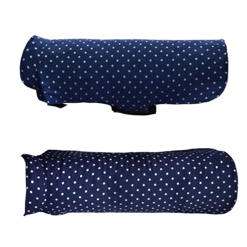Image of JoyDaog Winter Dog Jacket Reversible Cloth 16 Inch - Warm Blue Polka Dot Coat, Cozy Fleece Lining, Adjustable Velcro Straps for Comfort