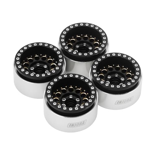 INJORA 1.9 Beadlock Felge - 153g Super Heavy Messing & Aluminium Deep Dish Felge für 1/10 RC Crawler SCX10 TRX4 VS4-10 Gen8,Schwarz