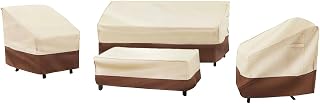 Loriano 4-Piece Patio Furniture Covers Set - Waterproof 600D Heavy Duty Outdoor Protection for Chairs, Sofa & Table (Large)