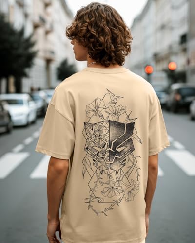 Image of Bewakoof Men's Cotton Jersey Typography Oversized Fit Half Sleeve Round Neck T-Shirt | Casual Wear | Street Wear | Oversized t Shirt for Men Cotton | Baggy