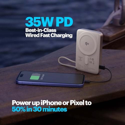 Image of Stuffcool Odin 10000mAh Qi2 MagSafe Powerbank with 15W Wireless Charging, 35W PD Wired Output, Built-in Type-C Cable, Stand, Digital Display, for iPhone, Pixel, Samsung, AirPods