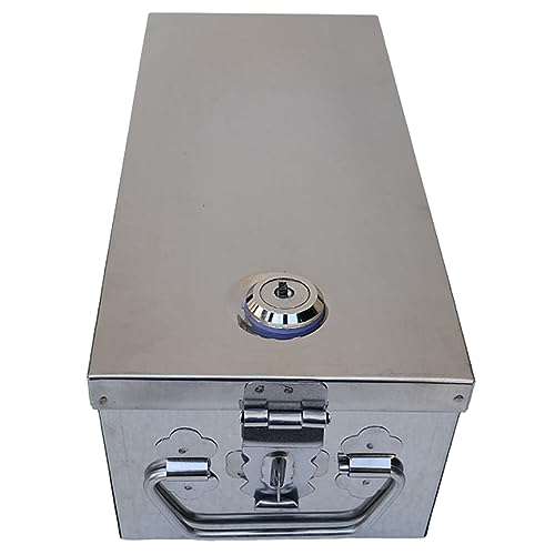 Image of Stainless Steel Bank Locker Box, Cash Drawer, Jewellery Storage Container Cash Box Size - 12 Inch (L-31cm, W-13cm, H-9.5cm)(With Pre fited Lock & 2 Key)