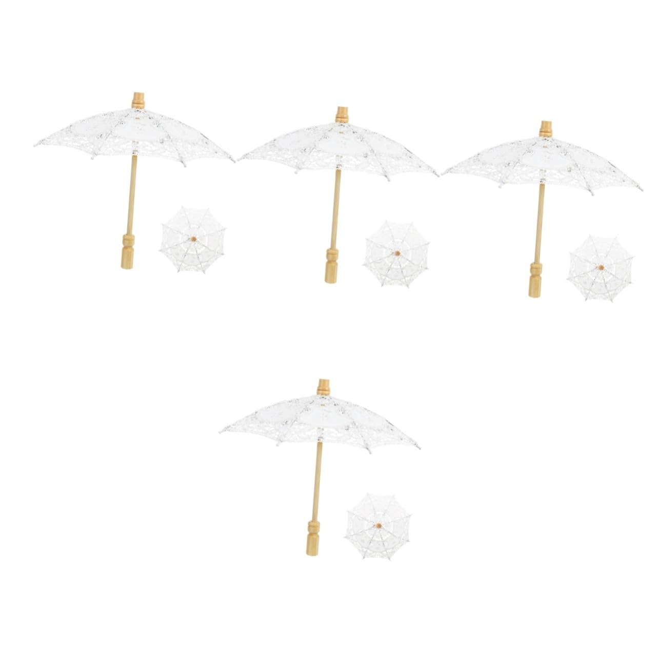 SOIMISS 4stücke Hochwertiger Eleganter Spitzenschirm Für Hochzeiten Und Fotografie Weißer Handgefertigter Regenschirm Mit Wunderschöner Stickerei Und Ergonomischem Griff Für Braut Und