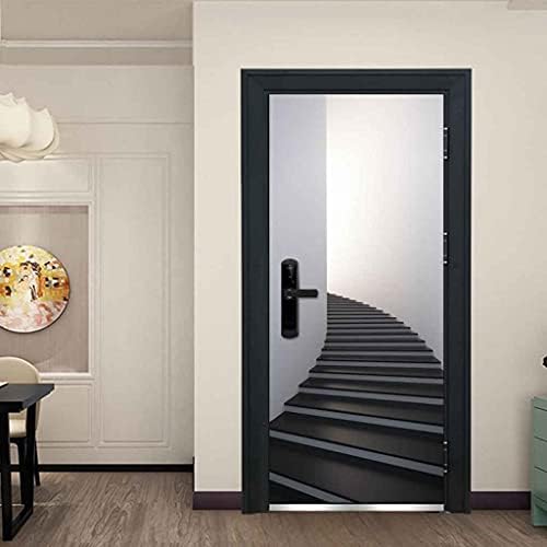 UIMXYZD Door Mural for Interior Doors 3D Corner Stairs Removable Self-Adhesive Wallpaper Poster Wall Art Stickers Door Stickers for Nursery Kitchen Kids Bedrooms Office Home Decor 77x200cm