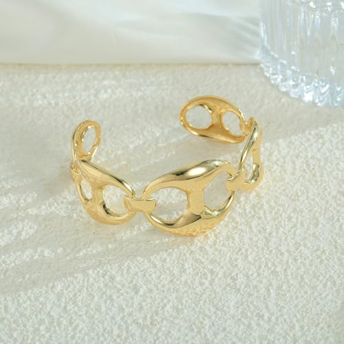 Chunky Gold Cuff Bracelets for Women IrregularI Wide Statement Gold Bracelets Trendy Minimalist Stackable Open Bangle Bracelet4