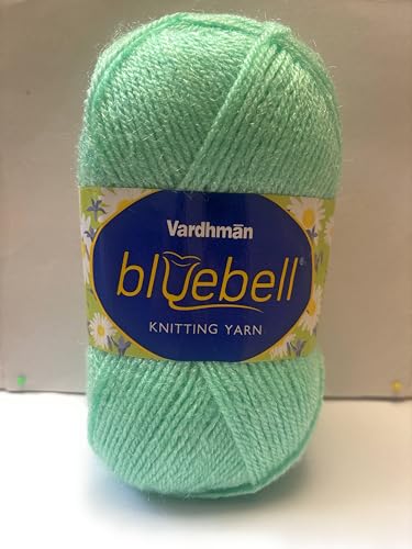 Image of Vardhman Blue Bell DK Weight Supersoft Hand Knitting & Crocheting Yarn (Pack of 1 ball - 100gram) 100% Acrylic, Multi Color Crochet Thread wool, Suitable for Craft, Babywear, Baby Blankets, Sweater, Scarf, Cap, Art & Craft - (Light Green - Bbell-094)