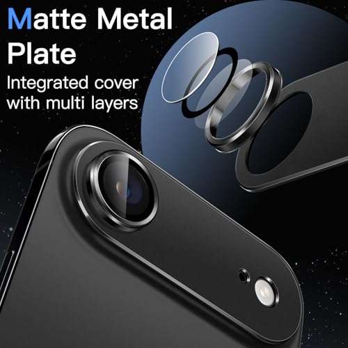 Image of JETech Camera Lens Protector for iPhone Air, Full Coverage 9H Tempered Glass Ring Cover, Matte Metal Plate, Case Friendly, 1-Pack, 6.5-Inch Display (Black)