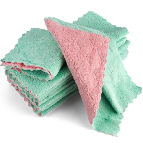 12 Piezas Paño de Limpieza de Microfibra, 25 x 25 cm Superabsorbente Trapos Limpieza, Reutilizable Trapos de Cocina, Lavable Balletas para Uso en la Cocina, Vajilla, Eliminación de Polvo y Automoción