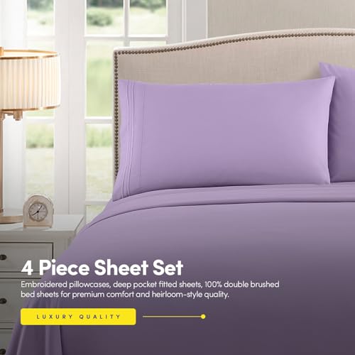 Image of 1500 Supreme Collection Full Sheet Sets Lavender - Luxury Hotel Bed Sheets and Pillowcase Set for Full Mattress - Extra Soft, Elastic Corner Straps, Deep Pocket Sheets, Full Lavender