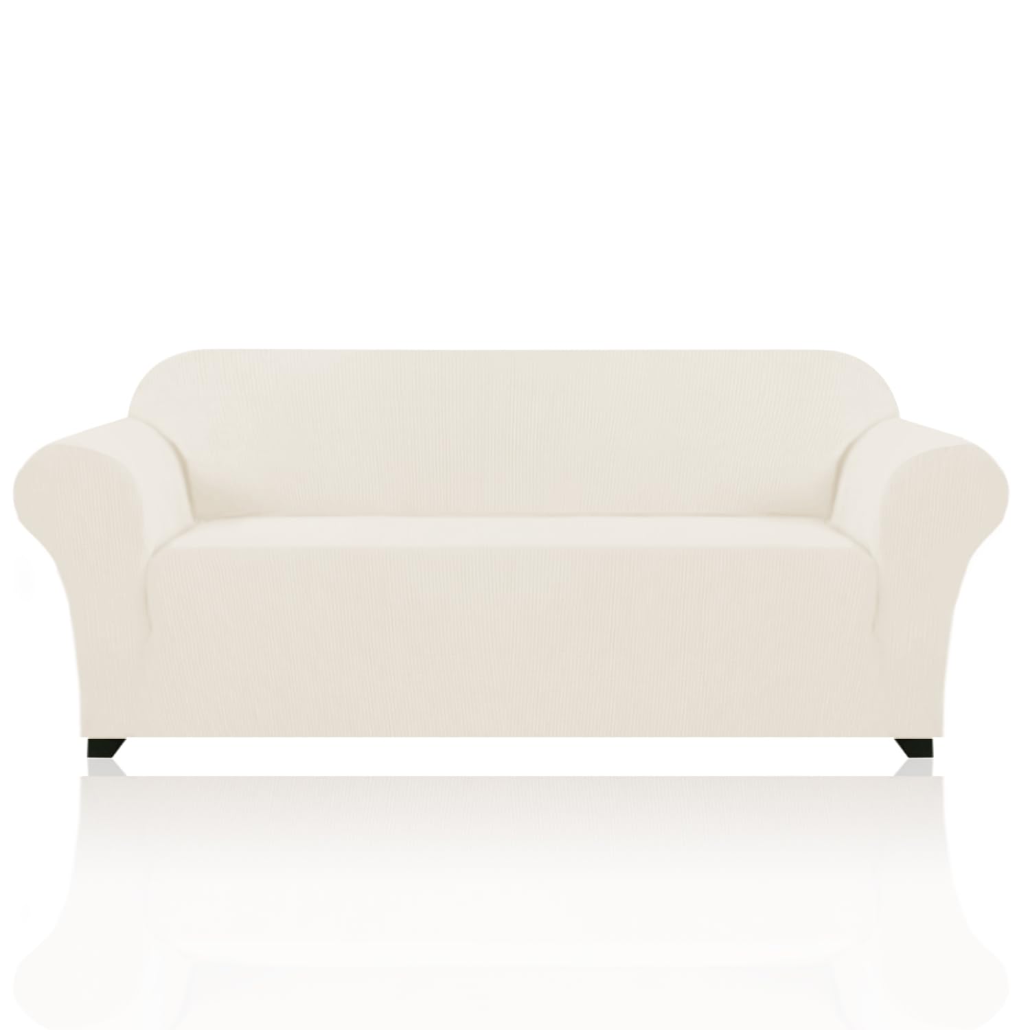 PrinceDeco Stretch Sofa Slipcover 1 Piece Sofa Cover for 3 Cushion Couch Furniture Protector/Cover Couch with Elastic Bottom Soft and Durable Sofa Cover Pet Protector (Sofa, Cream)
