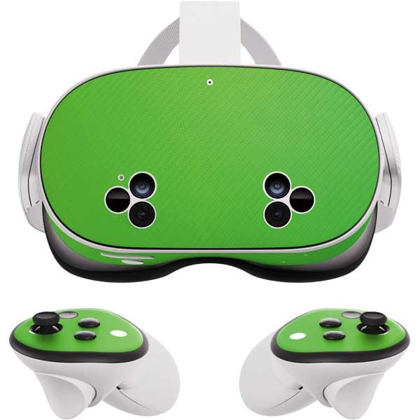 Skinit Decal Gaming Skin Compatible with Meta Quest 3S - Green Carbon Fiber Specialty Texture Material Design