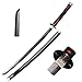 Skyward Blade Holz Cosplay Anime Spada, Tanjirou Samurai Spada, Spielzeug für Kinder, Anime-Fans, The Special Messer of Demon Slayer schwarz Katana