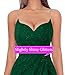 VFSHOW Womens Formal Prom Maxi Dresses Ruched High Slit Beaded Spaghetti Strap Sweetheart Neck Glitter Bodycon Evening Gown Dress (Green, Medium) 11523 GRN M