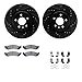 Dynamic Friction Company Front Brake Rotors-Drilled and Slotted-Black with Heavy Duty Brake Pads includes Hardware 8212-54001