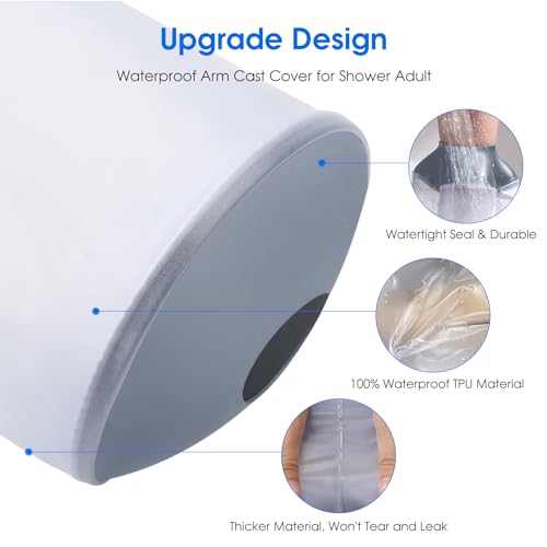 COMFYTHERA Große wasserdichte Armgussabdeckung für Dusche, Handwundschutz, Bad, Erwachsene, wasserdichte Gipstasche, Duschen für Operationen, Bandage, gebrochene Hand, Handgelenk, Finger, Ellenbogen