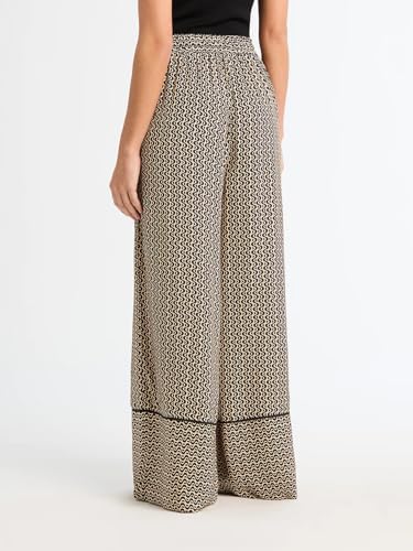 Just Quella Women's Casual Elastic Drawstring Waist Floral Lightweight Lounge Wide Leg Palazzo Pants with Pockets2