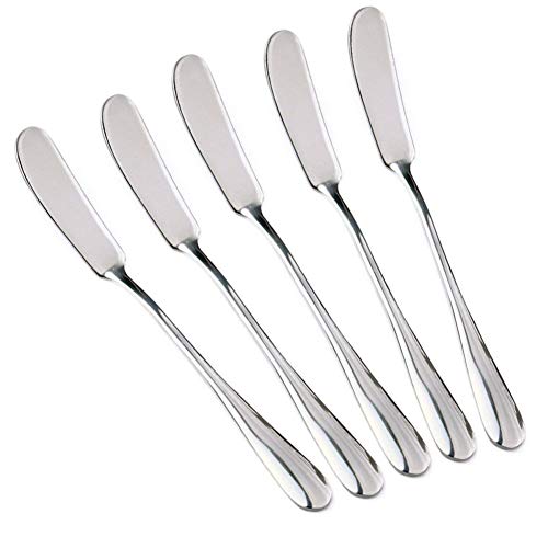 Colorsheng Set of 5 Stainless Steel Butter Knife, Butter applicator, Breakfast Spreads,soft cheeses...